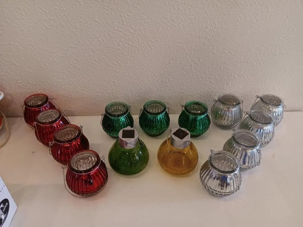 Decorative hanging glass decor. 2 are solar,
