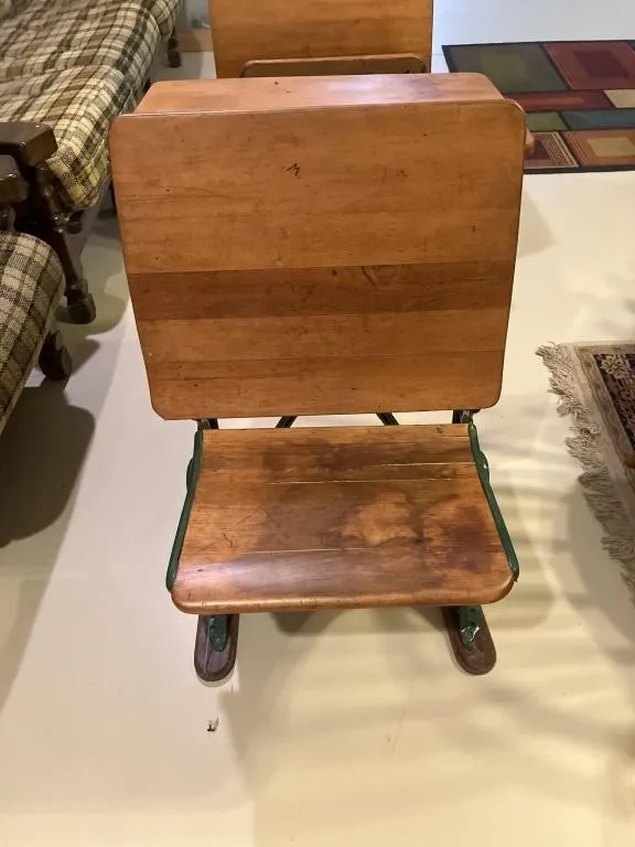 Antique wooden cast-iron Childs school desk.