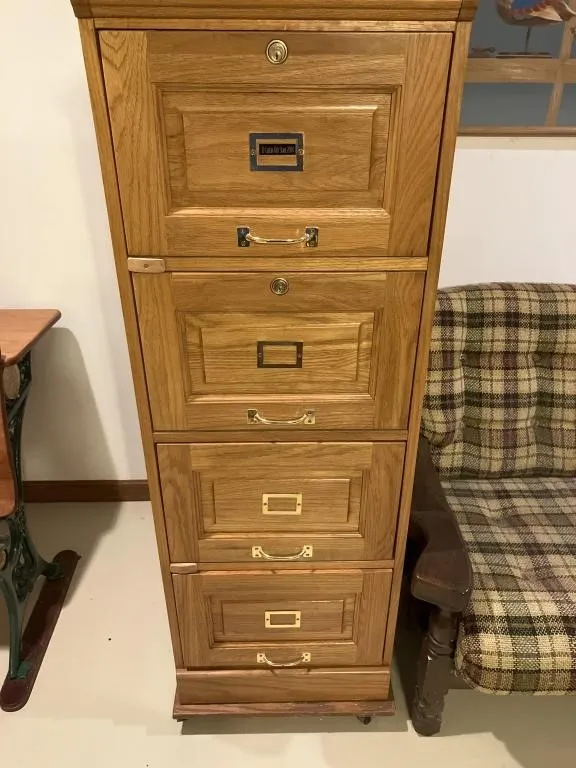 Wooden 4 drawer file cabinet
