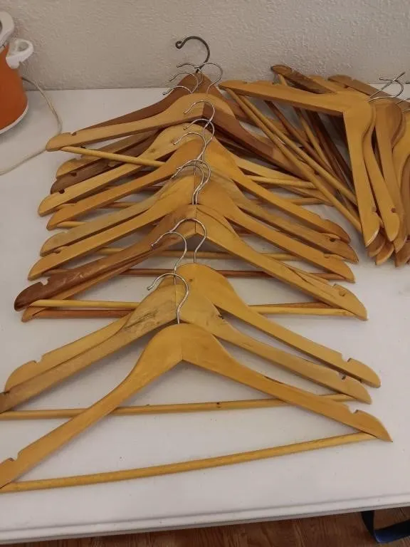 Wooden hangers.