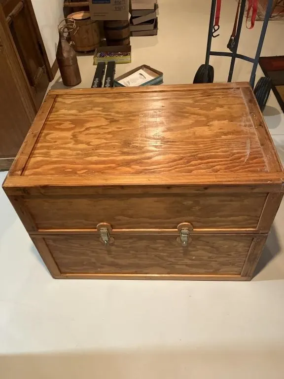 Wooden trunk.