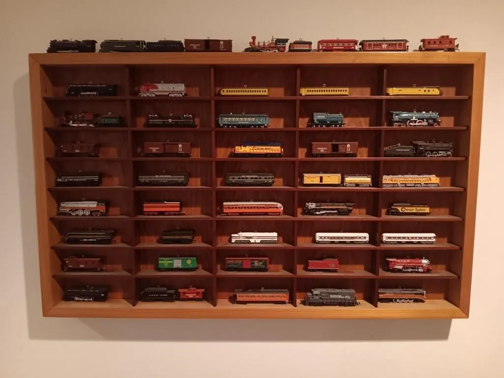 Train car Christmas ornament display box.
Have