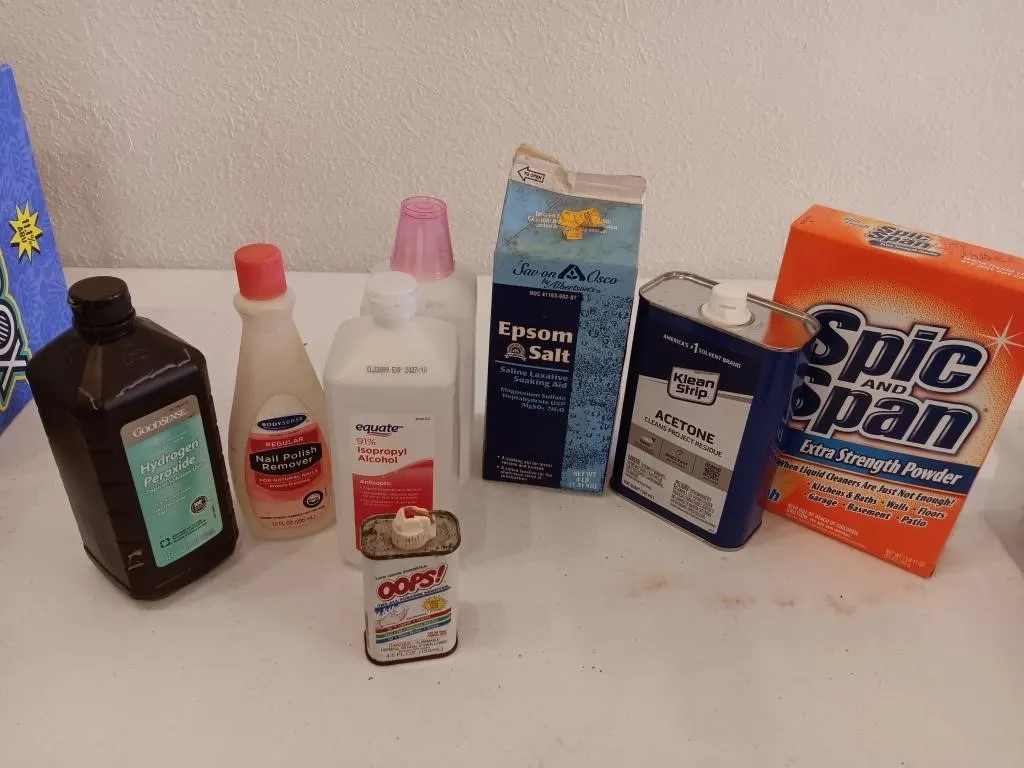 This and that. Nail polish remover, peroxide,