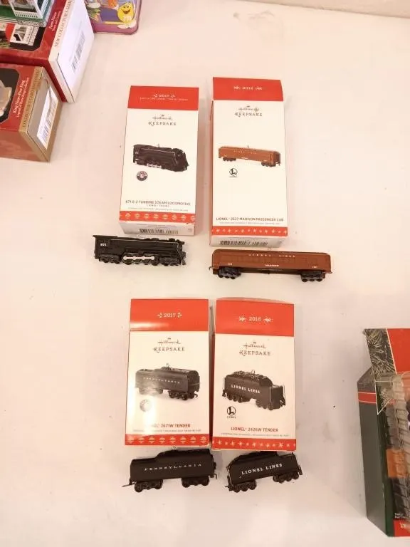 Hallmark Keepsake Lionel tree ornaments.