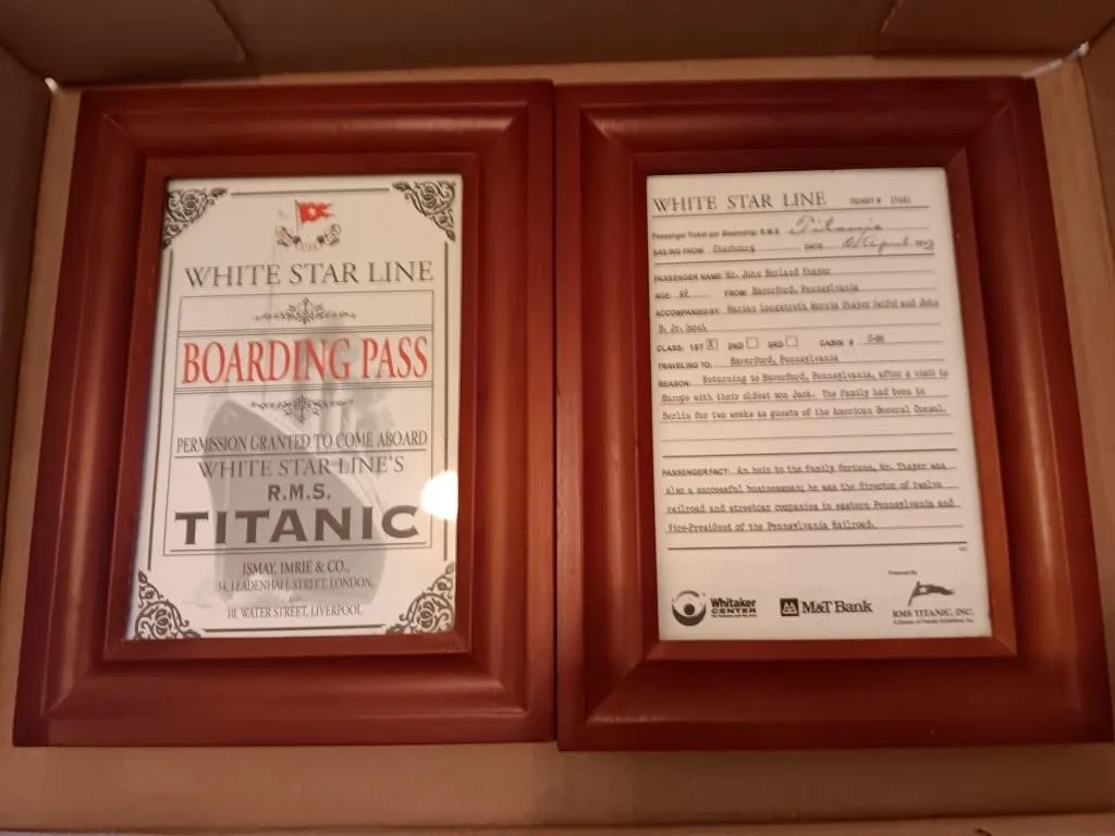 Replica Of White Star Line Boarding Pass For The
