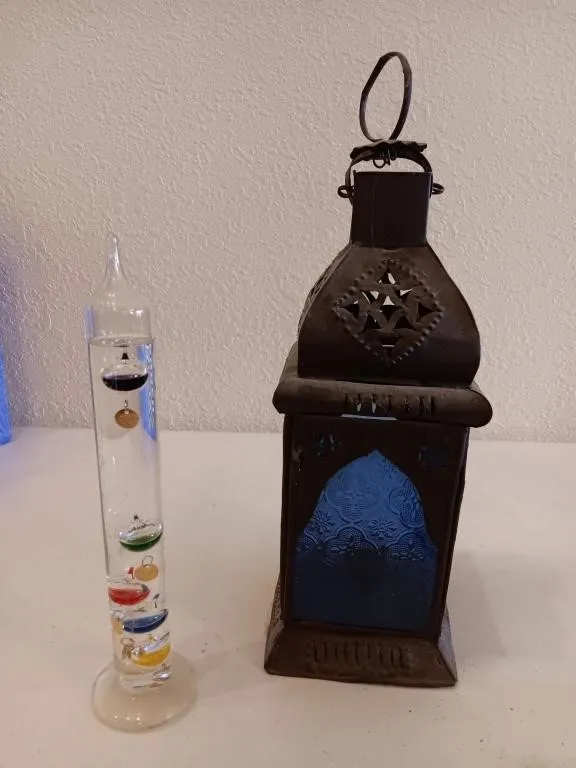 Galileo thermometer, Vintage 15" Moroccan candle