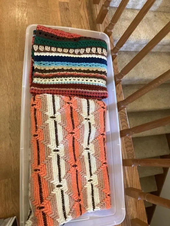 Two crocheted blankets