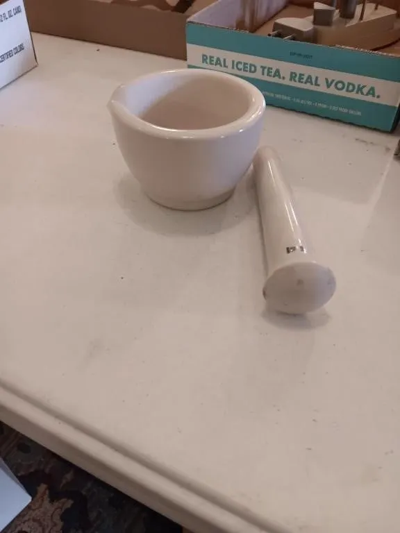Vintage White Porcelain Coors Motar & Pestle Set.