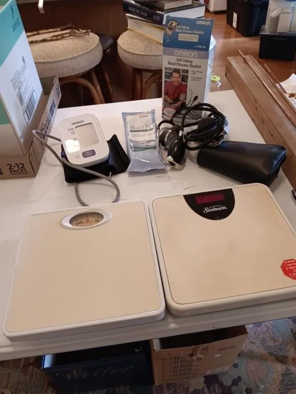 Two Sunbeam Scales. Blood Pressure Cuffs & Sage