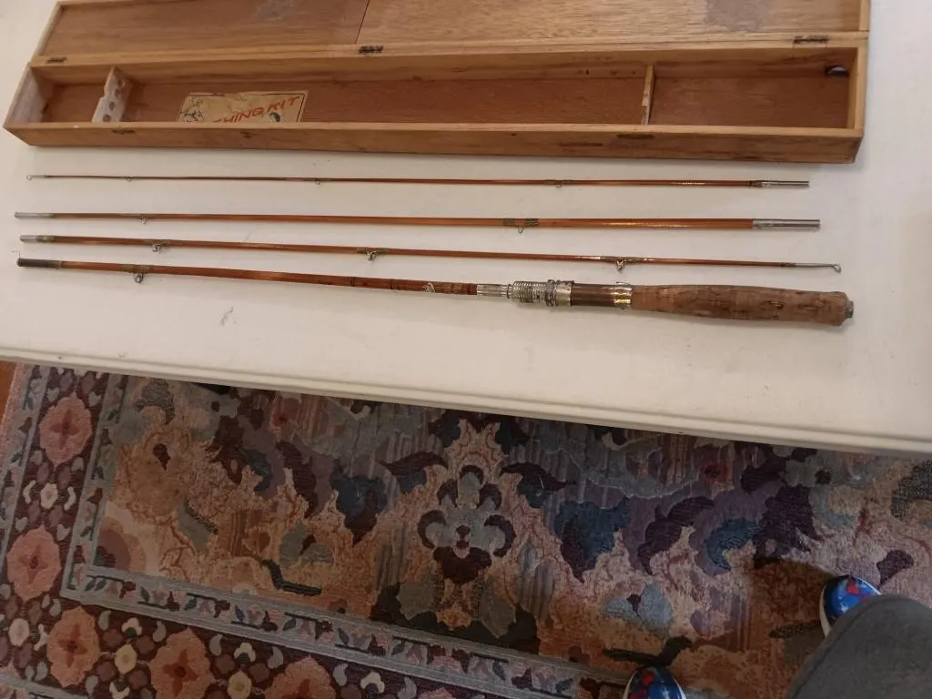 Vintage Multi Piece Bamboo Fly Rod With Fitted