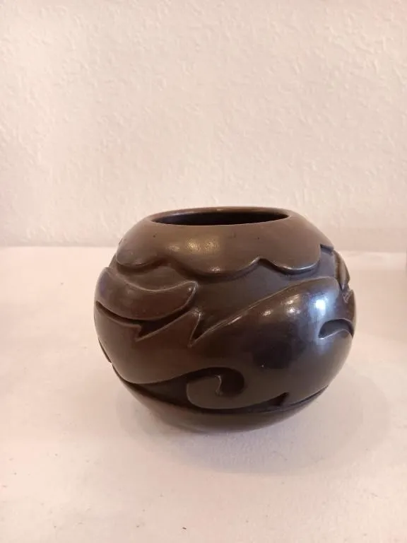 Santa Clara Pueblo carved blackware pottery