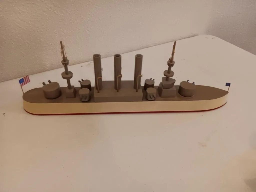 Vintage Wooden battleship model, resembling mid