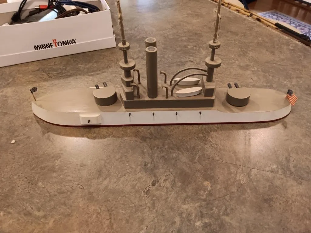Wooden model ship.