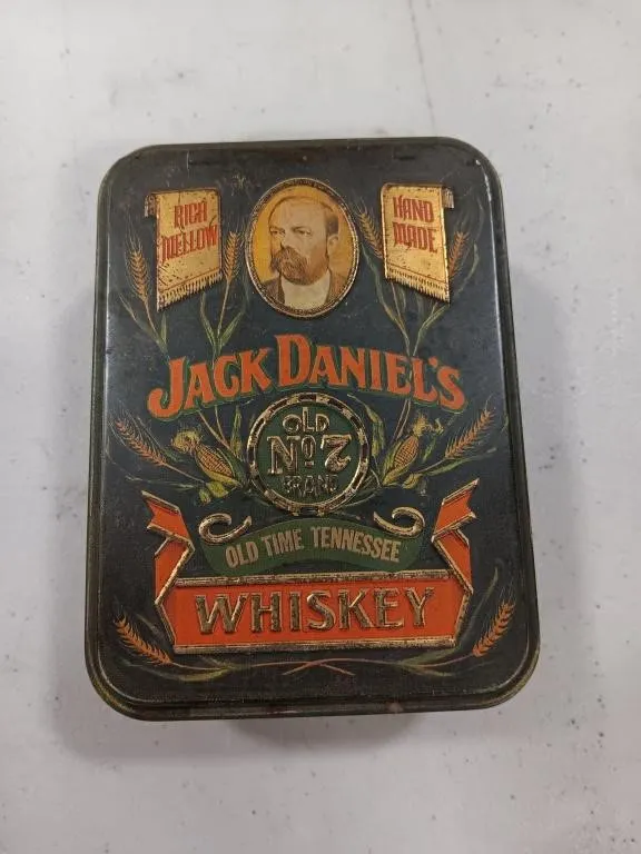 Vintage Jack Daniel's tin with two 50ml sealed