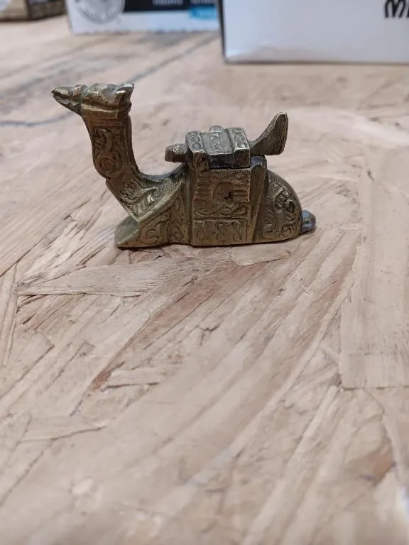 Vintage Brass Camel Inkwell.