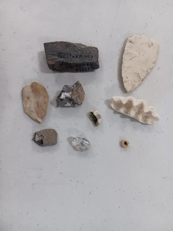 Indian bead, Geodes, Arrowhead, Coral, Gettysburg