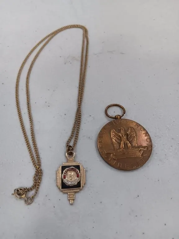Vintage gold-tone Effingham High School pendant