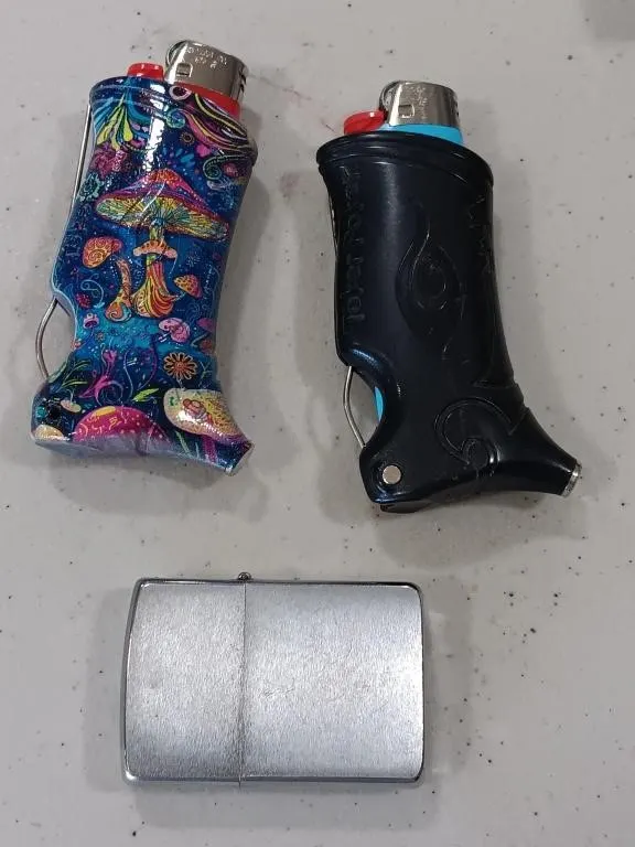 (2) Tower poker cases with lighters & zippo
