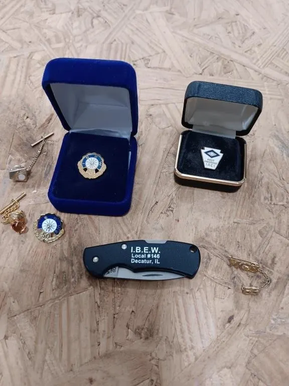 IBEW 50 year and 55 year service pins, Ibew