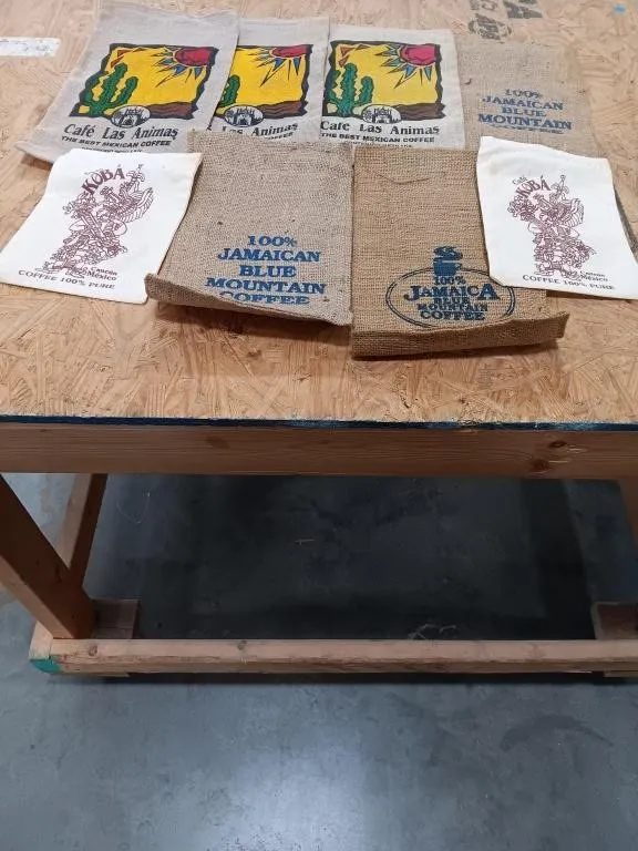 Eight coffee bean bags