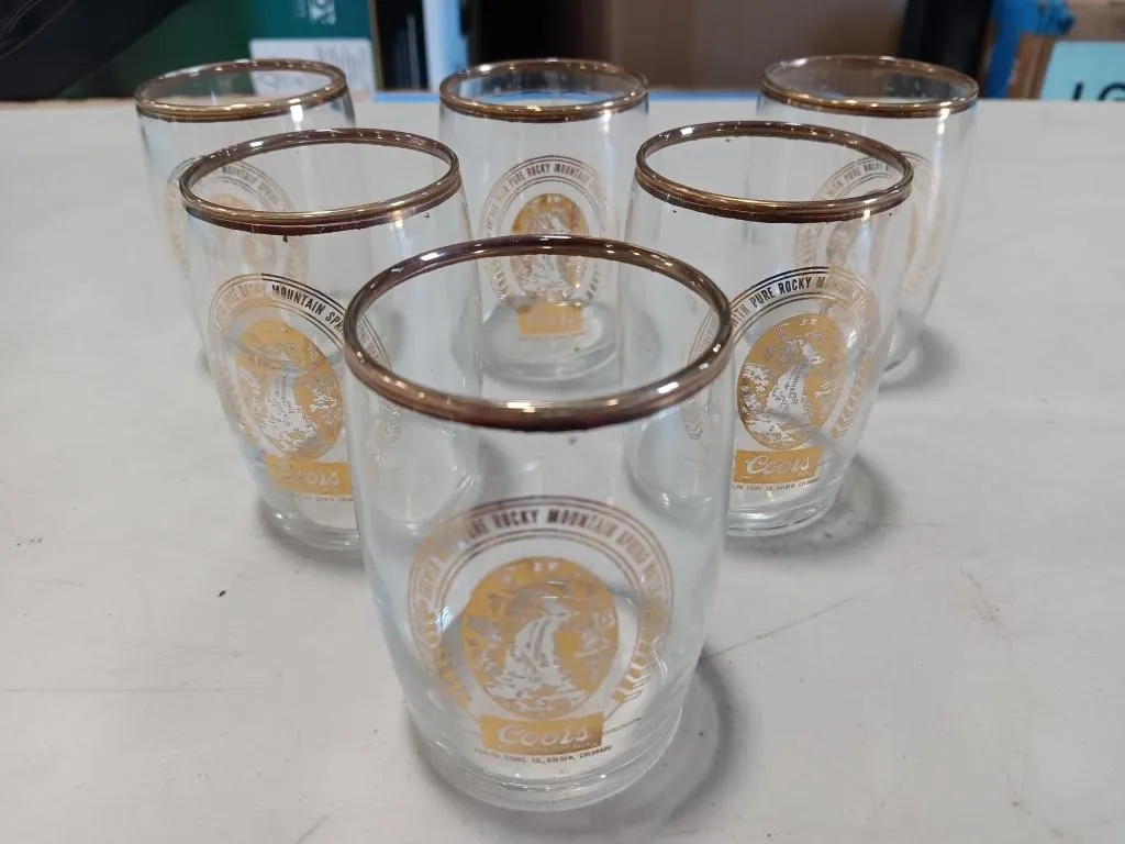 Set of six Coors beer glasses.
Measurements