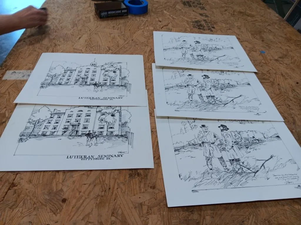 Five Civil War etchings.