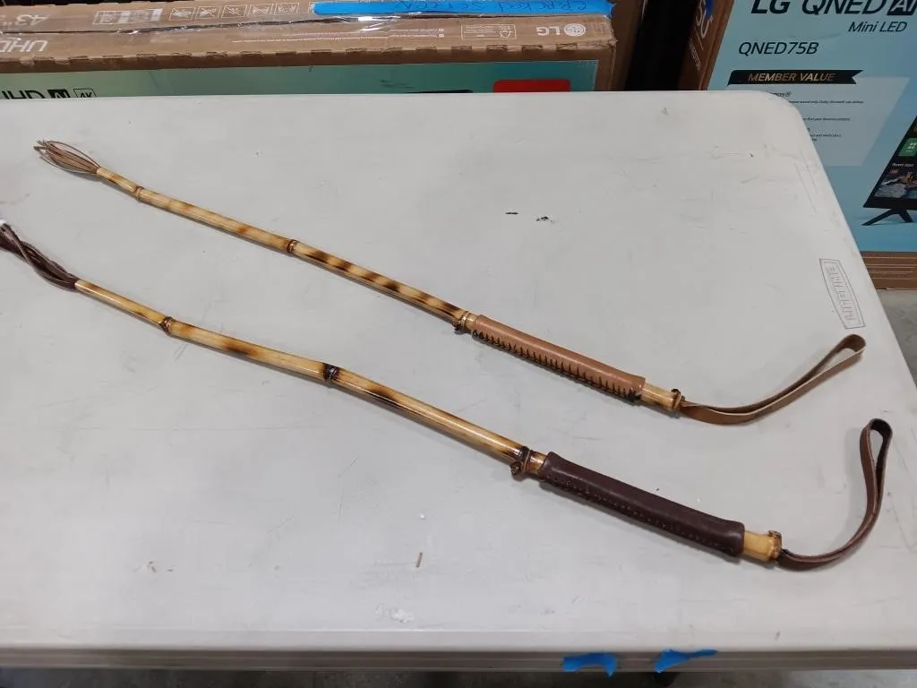Bamboo horse whips.
Measurements approx.