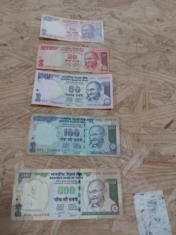 Indian 10 Rupee, 20 Rupee, 50 Rupee, 100 Rupee
