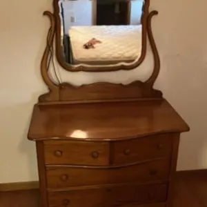Vintage Wooden Dresser with Swivel Mirror