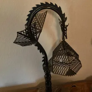Dragon Motif Metal Table Lamp on Stone Base