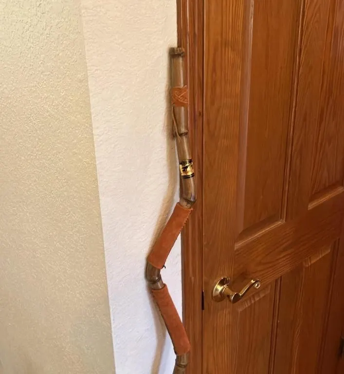 Bamboo Walking Stick with Souvenir Medallions
