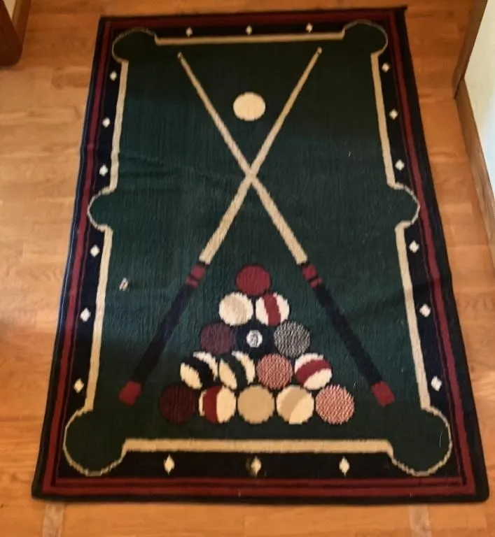 Billiards Pool Table Theme Accent Rug