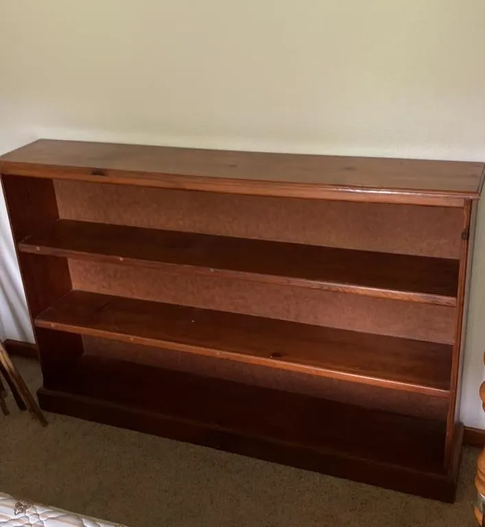 Low-Profile Three-Tier Wooden Bookshelf