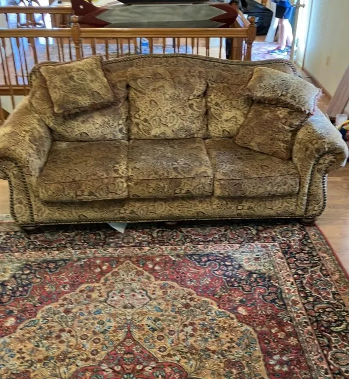 Three-Seat Sofa with Floral Upholstery