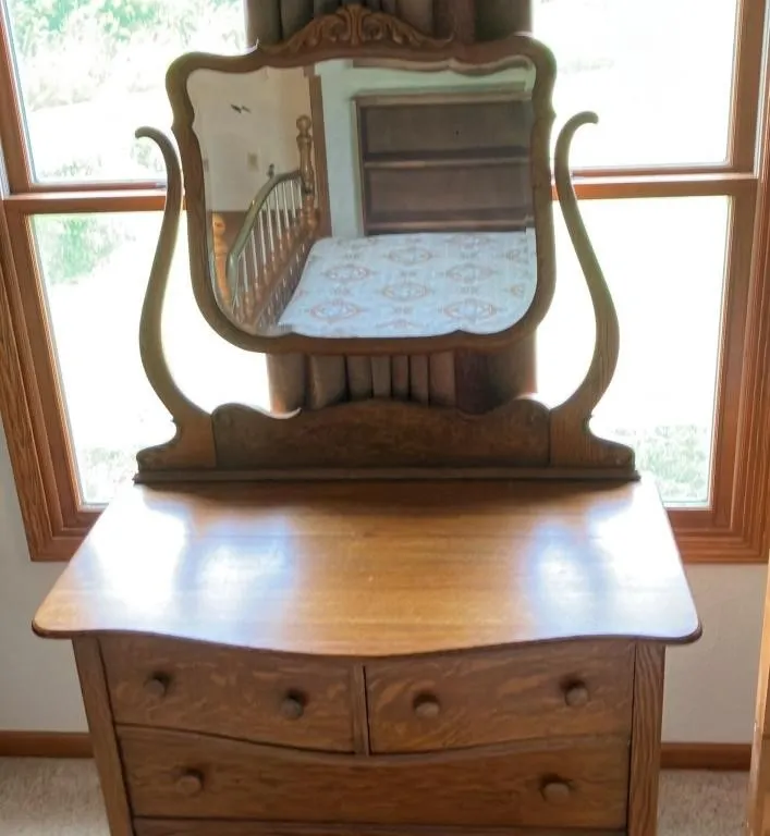 Oak Dresser with Swivel Mirror