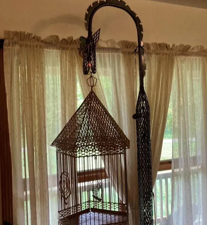 Industrial Floor Birdcage with Gear Base