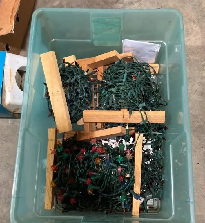 Set of Multi-Color String Lights on Wooden Spools
