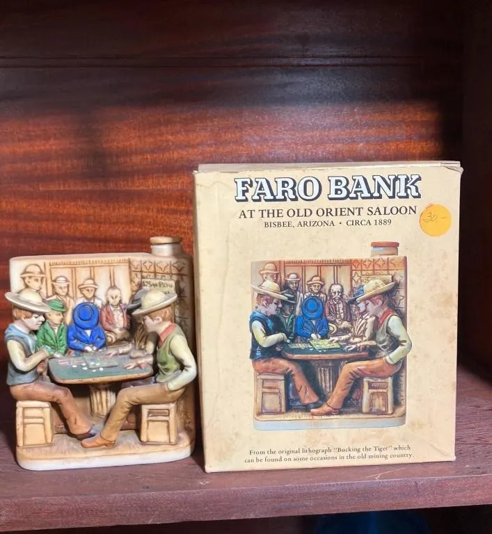 Faro Bank Old Orient Saloon Figural Decanter