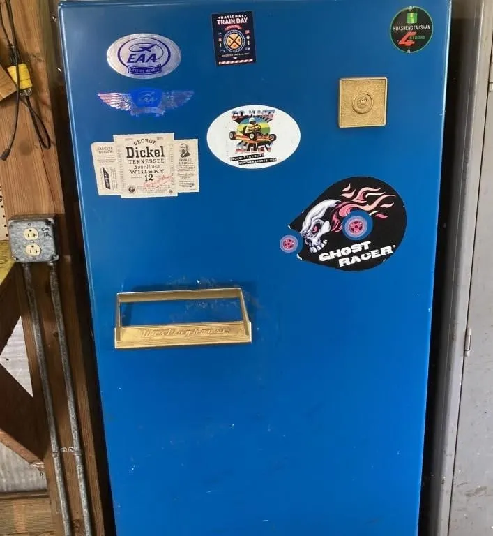 Vintage Upright Freezer with Storage Shelving