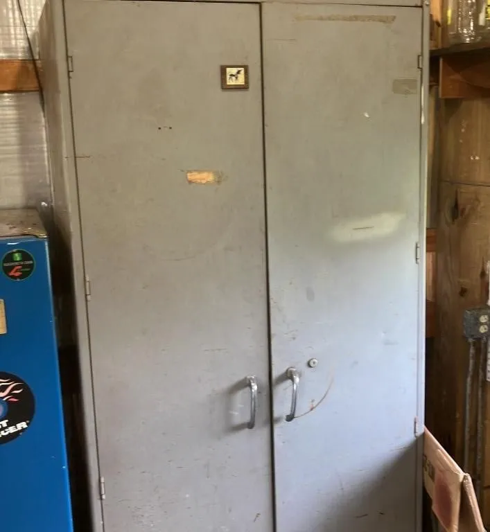Industrial Gray Metal Double-Door Storage Cabinet