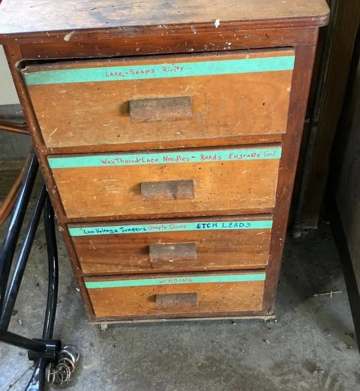 Vintage Four-Drawer Wood Storage Chest
