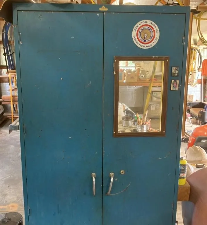 Blue Industrial Storage Cabinet with Window