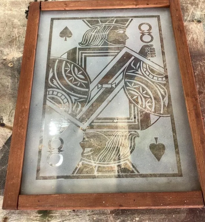 Eight of Spades Etched Glass Wall Art