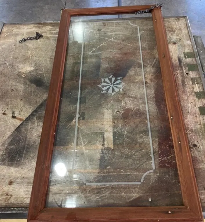 Etched Glass Panel in Wood Frame