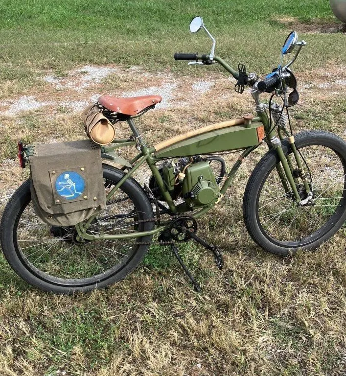 Olive Green Motorized Bicycle