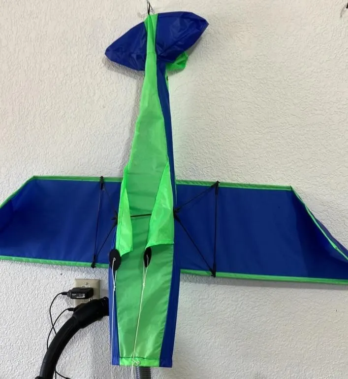 Blue and Green Airplane-Shaped Kite