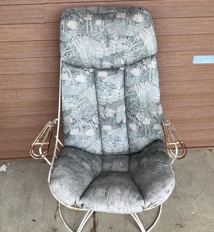 Vintage Floral Metal Swivel Rocker Chair
