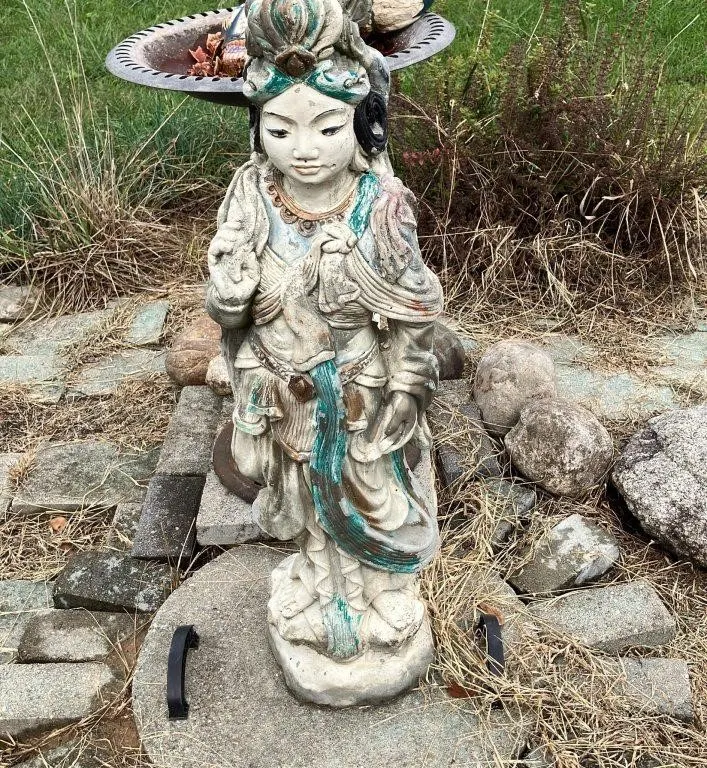 Asian-Style Standing Deity Garden Statue