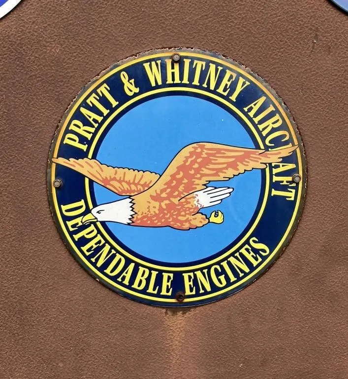 Pratt & Whitney Aircraft Circular Metal Sign