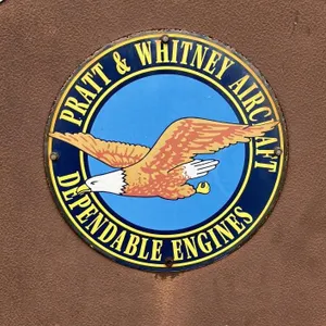 Pratt & Whitney Aircraft Circular Metal Sign